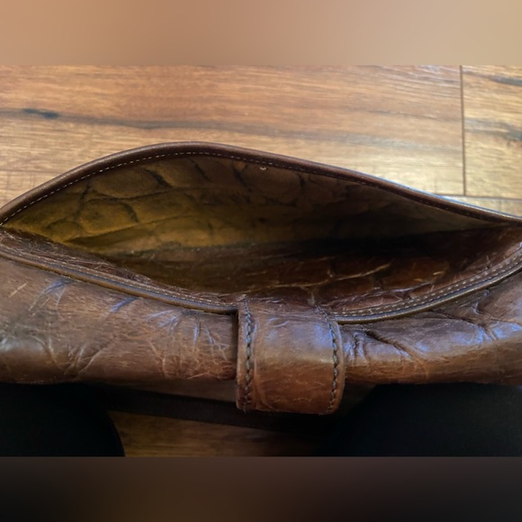 VTG RARE Dooney & Bourke Crossbody Bag Brown Leather Alligator Croc Embossed USA - Picture 12 of 16